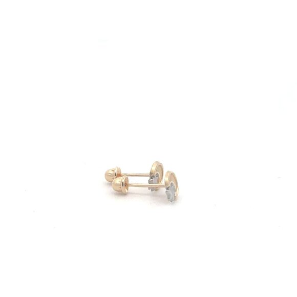 14K Gold Stud Earrings Moon Star Screw Back Type Tiny - Picture 4 of 4